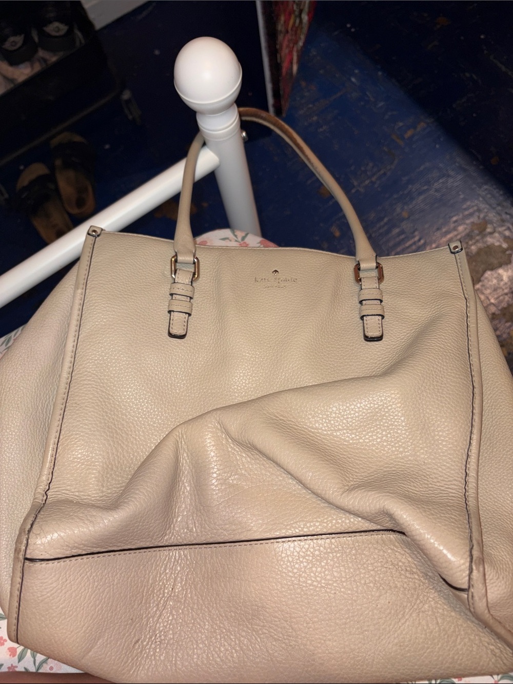 kate spade Beige Leather Pebbled Tote